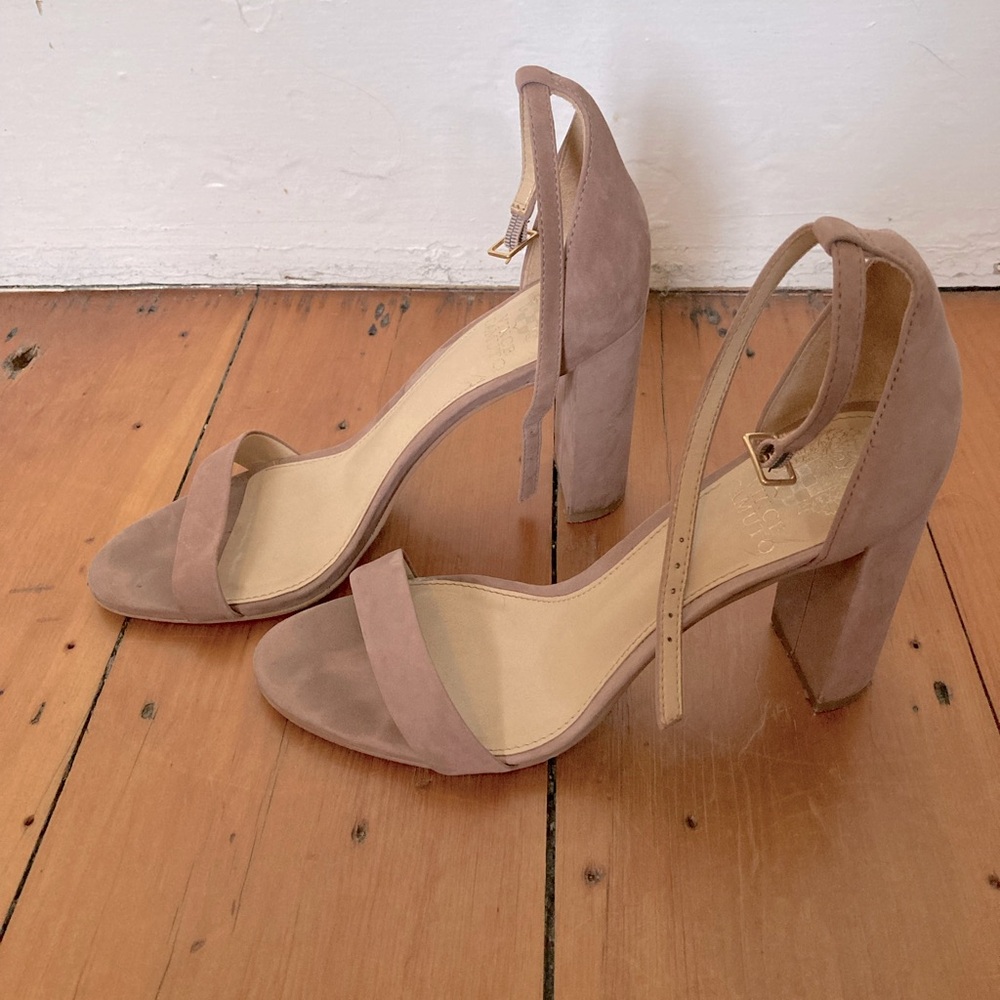 Vince Camuto Malissa Pink Blush Mauve Suede Heel Sandal with ankle strap - 8